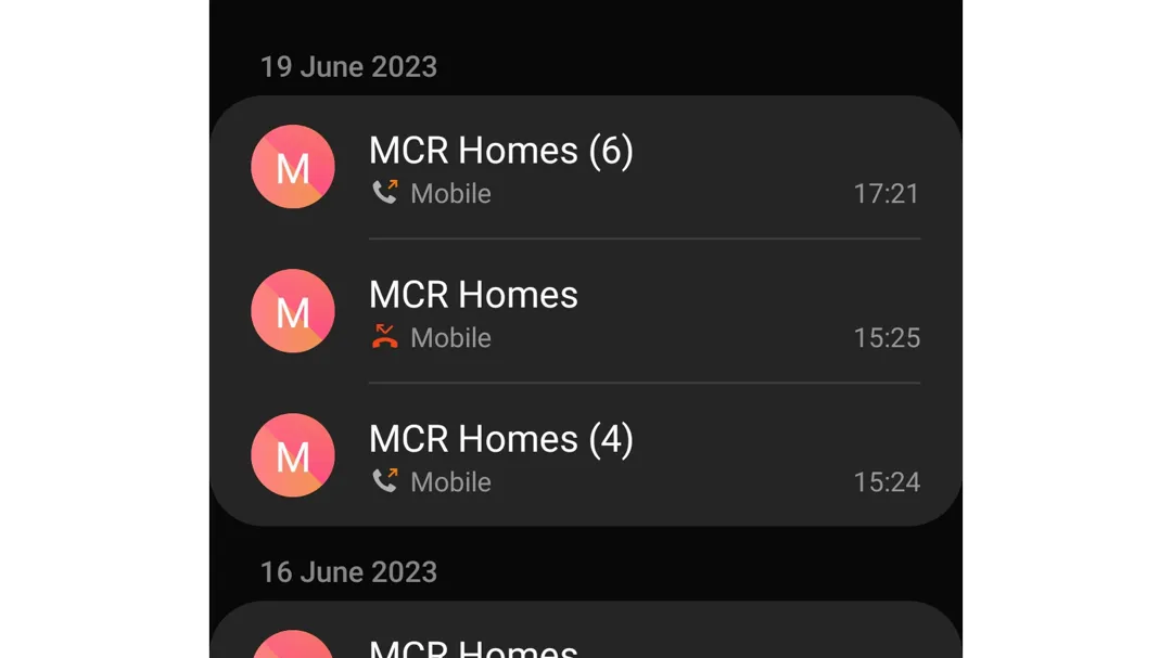 The phone calls I've actually made to MCR Homes